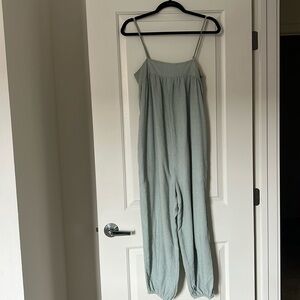 sage and white gingham romper size small